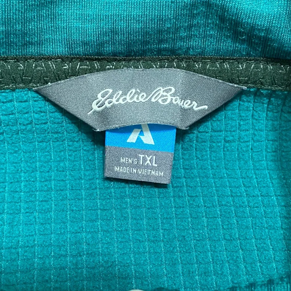 Eddie Bauer First Ascent FreeHeat Mens TXL Teal Green Grid Fleece Quarter Zip